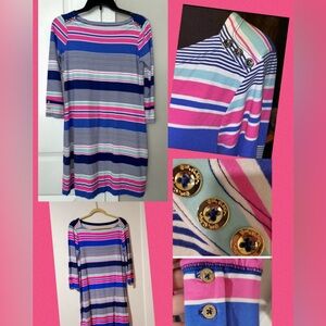 Lilly Pulitzer Upf 50+ Sophie Dress In Bright Navy Taverna Tile